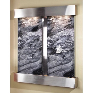 Cottonwood Falls Black Spider Wall Fountain with Stainless Steel Frame 
