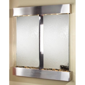 Cottonwood Falls Silver Mirror Wall Fountain with Stainless Steel Frame 