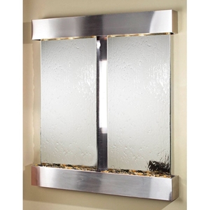 Cottonwood Falls Silver Mirror Wall Fountain with Stainless Steel Frame 