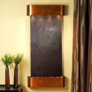 Cascade Springs Rajah Featherstone Wall Fountain - Round Trim Copper Frame 