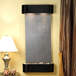 Cascade Springs Wall Fountain in Black Featherstone - Blackened Copper Frame 