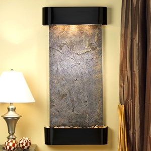 Cascade Springs Green Featherstone Wall Fountain - Blackened Copper Frame 