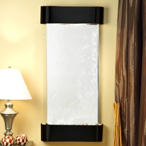 Cascade Springs Silver Mirror Wall Fountain with Blackened Copper Frame 