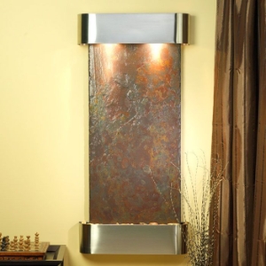 Cascade Springs Rajah Slate Wall Fountain with Round Trim 