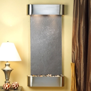 Cascade Springs Wall Fountain in Black Featherstone - Round Trim 