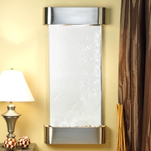 Cascade Springs Silver Mirror Wall Fountain with Round Trim 