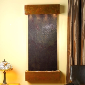Cascade Springs Rajah Featherstone Wall Fountain - Square Edge Copper Frame 
