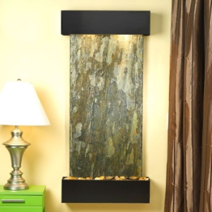 Cascade Springs Square Edge Wall Fountain in Green Slate 
