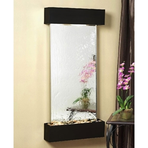 Cascade Springs Silver Mirror Wall Fountain with Square Edge 