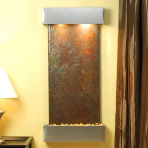 Cascade Springs Rajah Slate Wall Fountain with Stainless Steel Frame 