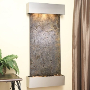 Cascade Springs Green Featherstone Wall Fountain - Stainless Steel Frame 