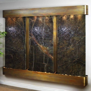 Deep Creek Falls Rainforest Green Wall Fountain - Round Trim Copper Frame 