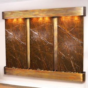 Deep Creek Falls Rainforest Brown Wall Fountain - Round Trim Copper Frame 