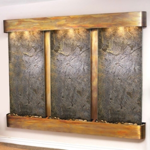 Deep Creek Falls Round Trim Copper Frame Wall Fountain - Green Featherstone 