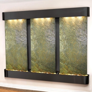 Deep Creek Falls Green Slate Wall Fountain - Blackened Copper Frame 