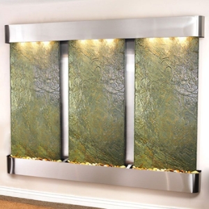 Deep Creek Falls Round Trim Wall Fountain in Green Slate 