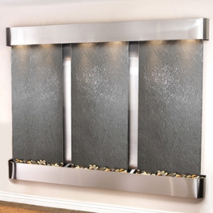Deep Creek Falls Round Trim Wall Fountain in Black Featherstone 