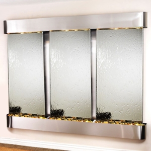 Deep Creek Falls Silver Mirror Wall Fountain with Round Trim 