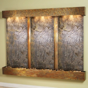 Deep Creek Falls Square Trim Copper Frame Wall Fountain - Green Featherstone 