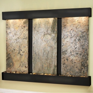Deep Creek Falls Square Trim Wall Fountain in Green Slate 