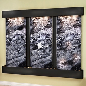 Deep Creek Falls Wall Fountain with Square Trim - Black Spider Marble 
