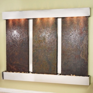 Deep Creek Falls Stainless Steel Frame Wall Fountain in Rajah Slate 