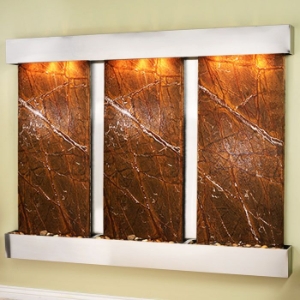 Deep Creek Falls Rainforest Brown Wall Fountain - Stainless Steel Frame 