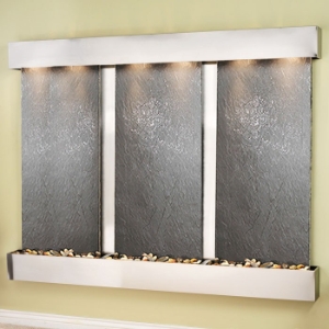 Deep Creek Falls Black Featherstone Wall Fountain - Stainless Steel Frame 