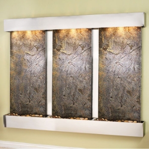 Deep Creek Falls Stainless Steel Frame Wall Fountain in Green Featherstone 