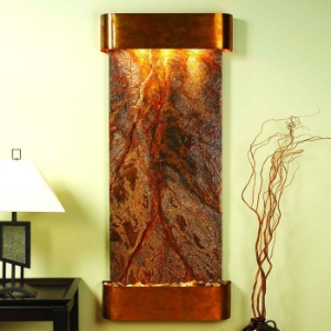 Inspiration Falls Rainforest Brown Wall Fountain - Round Trim Copper Frame 