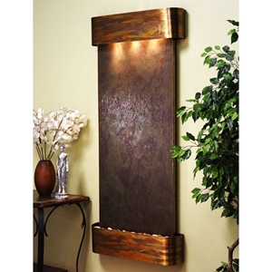 Inspiration Falls Round Trim Copper Frame Wall Fountain in Rajah Featherstone 