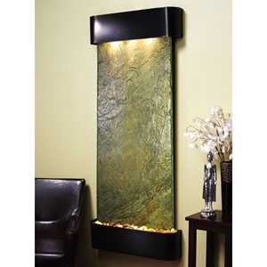 Inspiration Falls Wall Fountain in Green Slate with Blackened Copper Frame 