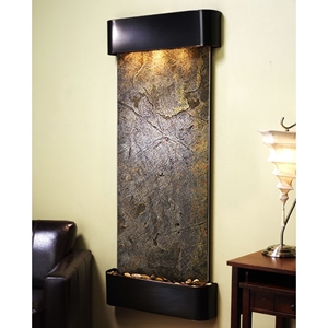 Inspiration Falls Green Featherstone Wall Fountain - Blackened Copper Frame 