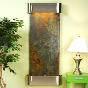 Inspiration Falls Rajah Slate Wall Fountain with Round Trim Frame 