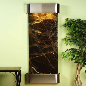 Inspiration Falls Wall Fountain in Rainforest Green - Round Trim Frame 