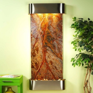 Inspiration Falls Rainforest Brown Wall Fountain - Round Trim Frame 