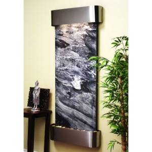 Inspiration Falls Round Trim Wall Fountain - Black Spider 