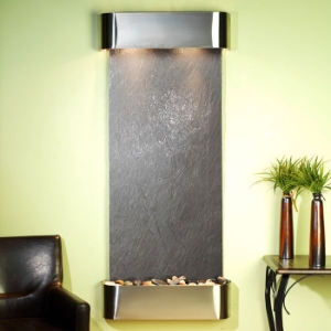 Inspiration Falls Black Featherstone Wall Fountain - Round Trim Frame 