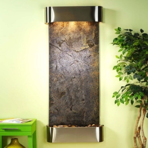 Inspiration Falls Green Featherstone Wall Fountain - Round Trim Frame 