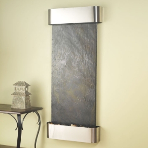 Inspiration Falls Black with Rust Slate Wall Fountain - Round Trim Frame 