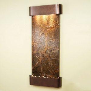 Inspiration Falls Wall Fountain in Rainforest Green - Copper Vein Frame 