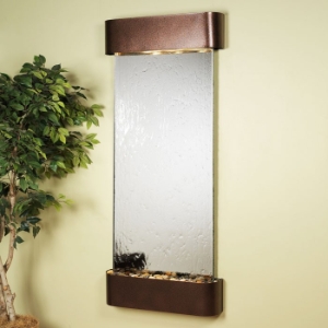 Inspiration Falls Silver Mirror Wall Fountain - Copper Vein Frame 
