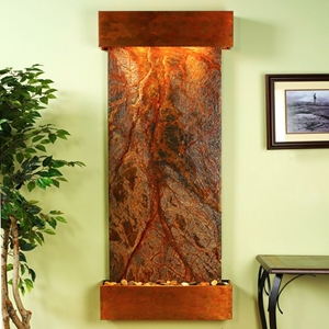 Inspiration Falls Rainforest Brown Wall Fountain - Square Trim Copper Frame 