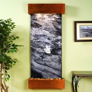 Inspiration Falls Square Edge Copper Frame Wall Fountain - Black Spider 