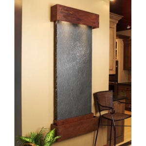 Inspiration Falls Black Featherstone Wall Fountain - Square Edge Copper Frame 