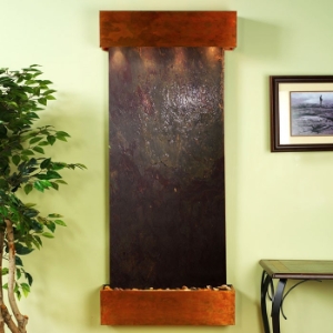 Inspiration Falls Square Edge Copper Frame Wall Fountain in Rajah Featherstone 