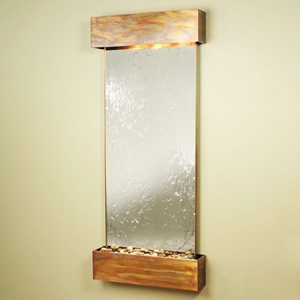 Inspiration Falls Silver Mirror Wall Fountain - Square Trim Copper Frame 