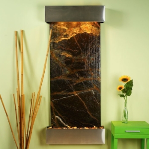 Inspiration Falls Wall Fountain in Rainforest Green - Stainless Steel Frame 