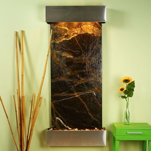 Inspiration Falls Wall Fountain in Rainforest Green - Stainless Steel Frame 