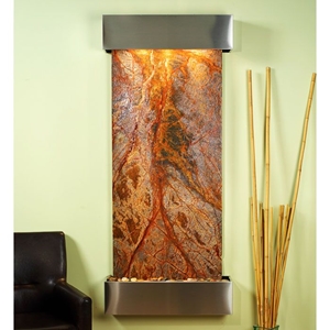 Inspiration Falls Rainforest Brown Wall Fountain - Stainless Steel Frame 